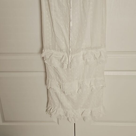 Sunfere Eyelet Embroidery Spaghetti Straps Maxi Dress With Back Slit Large White - Picture 7 of 16